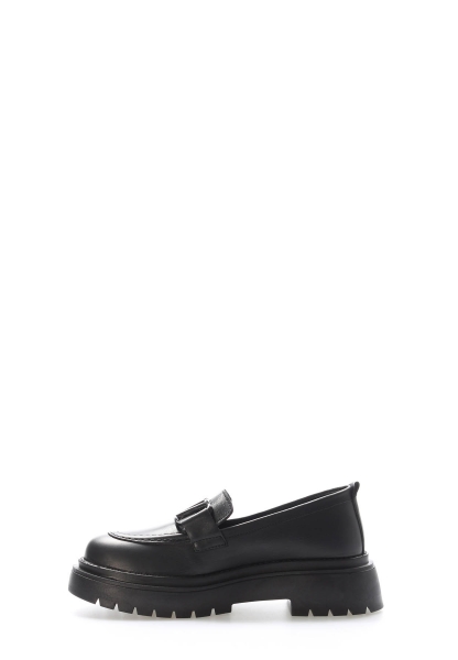 MirgeShoes Siyah Bağcıksız Kadın Casual Ayakkabı İçi Dışı Hakiki Deri MRG012942612264