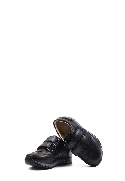 MirgeShoes Siyah Unisex Cırtcırtlı Çocuk Sneaker Spor Ayakkabı İçi Dışı Hakiki Deri MRG011361611012