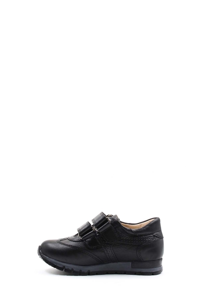 MirgeShoes Siyah Unisex Cırtcırtlı Çocuk Sneaker Spor Ayakkabı İçi Dışı Hakiki Deri MRG011361611012