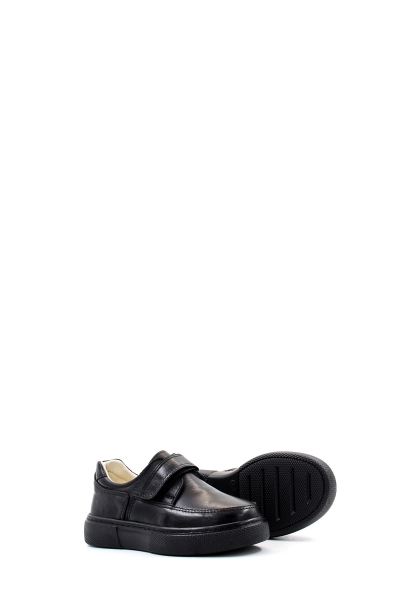 MirgeShoes Siyah Unisex Çocuk Cırtcırtlı Casual Ayakkabı İçi Dışı Hakiki Deri MRG0190061929