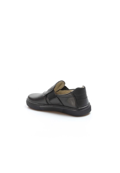 MirgeShoes Siyah Unisex Çocuk Lastikli Casual Ayakkabı İçi Dışı Hakiki Deri MRG01900611028