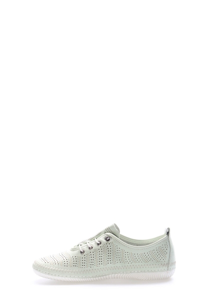 MirgeShoes Su-Yeşili Bağcıklı Kadın Casual Ayakkabı İçi Dışı Hakiki Deri MRG01266261318