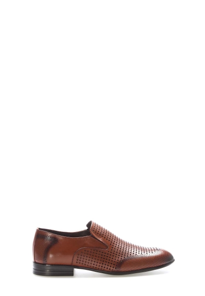 MirgeShoes Taba Bağcıksız Erkek Klasik Ayakkabı İçi Dışı Hakiki Deri MRG01348131718