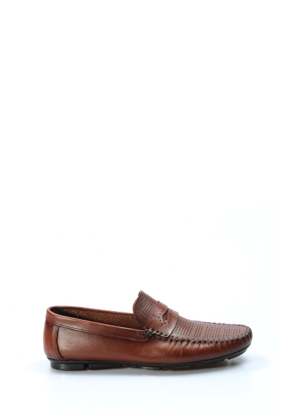 MirgeShoes Taba Bağcıksız Erkek Loafer Babet Ayakkabı İçi Dışı Hakiki Deri MRG01988131523