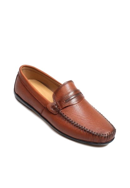 MirgeShoes Taba Bağcıksız Erkek Loafer Ayakkabı İçi Dışı Hakiki Deri MRG01715131420