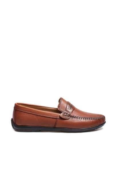 MirgeShoes Taba Bağcıksız Erkek Loafer Ayakkabı İçi Dışı Hakiki Deri MRG01715131420