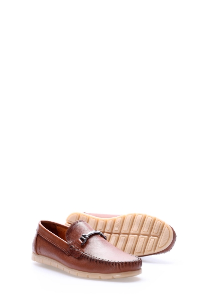 MirgeShoes Taba Bağcıksız Erkek Loafer Ayakkabı İçi Dışı Hakiki Deri MRG0175813323