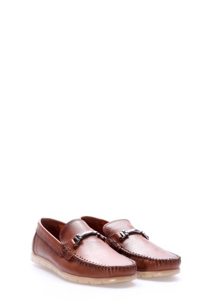 MirgeShoes Taba Bağcıksız Erkek Loafer Ayakkabı İçi Dışı Hakiki Deri MRG0175813323