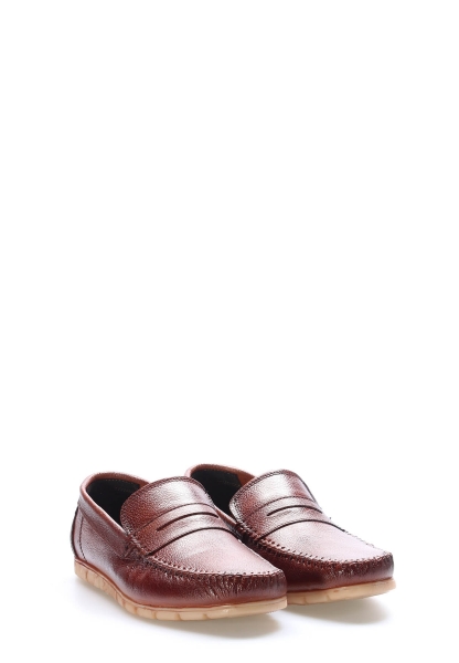 MirgeShoes Taba Bağcıksız Erkek Loafer Ayakkabı İçi Dışı Hakiki Deri MRG0175813337