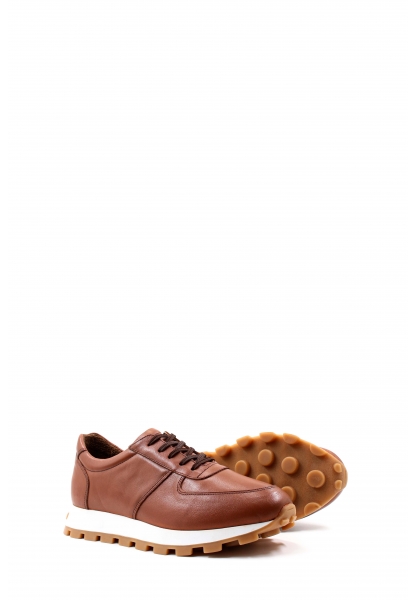 MirgeShoes Taba Bağcıklı Erkek Spor Sneaker Ayakkabı İçi Dışı Hakiki Deri MRG01284131925