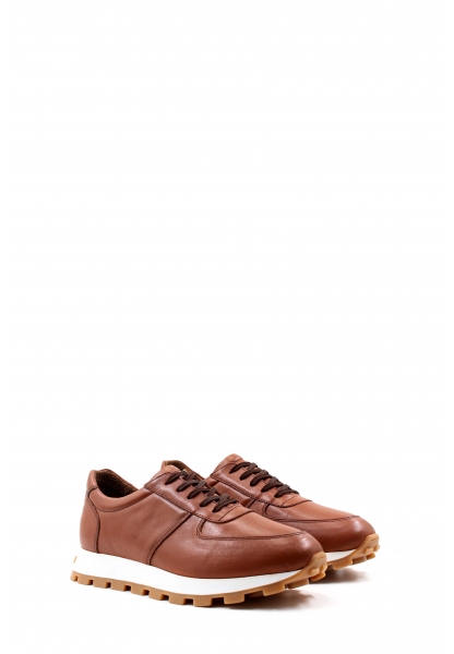 MirgeShoes Taba Bağcıklı Erkek Spor Sneaker Ayakkabı İçi Dışı Hakiki Deri MRG01284131925