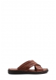 MirgeShoes Erkek Terlik İçi Dışı Hakiki Deri Taba MRG01258131390