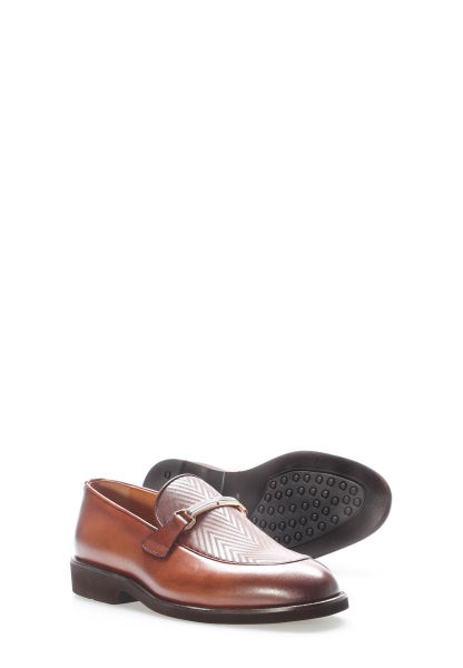 MirgeShoes Taba Bağcıksız Erkek Klasik Ayakkabı İçi Dışı Hakiki Deri MRG0190813124441436