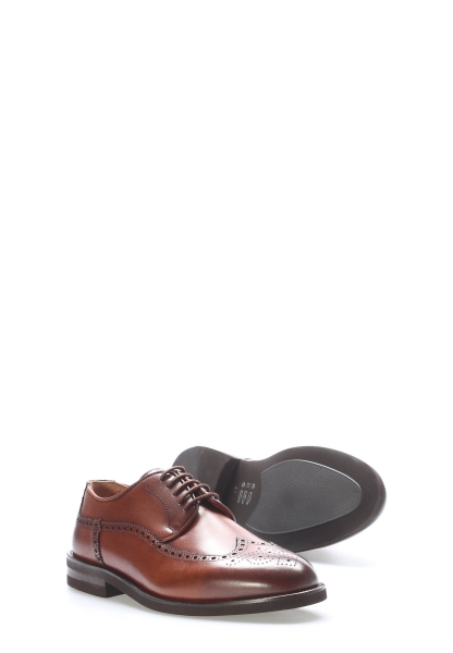MirgeShoes Taba Bağcıklı Erkek Klasik Ayakkabı İçi Dışı Hakiki Deri MRG019081319905