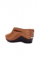 MirgeShoes Kadın Dolgu Topuk Terlik İçi Dışı Hakiki Deri Taba  MRG0111022611113