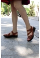 MirgeShoes Kadın Klasik Sandalet İçi Dışı Hakiki Deri Taba  MRG0110822611063