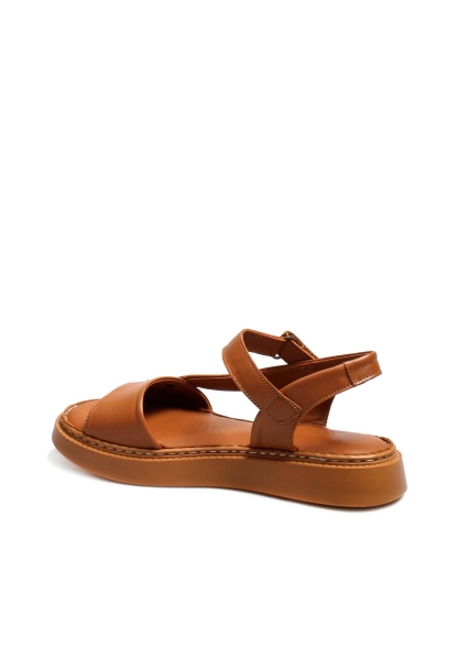 MirgeShoes Kadın Sandalet İçi Dışı Hakiki Deri Taba  MRG017512611059