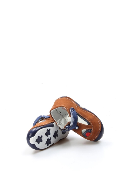 MirgeShoes Bebek Casual Ayakkabı İçi Dışı Hakiki Deri Taba Lacivert  MRG01102121615