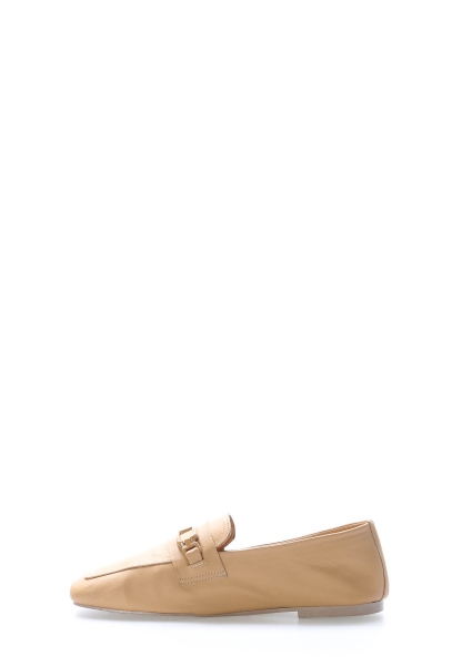 MirgeShoes Taba Rahat Kadın Babet Ayakkabı İçi Dışı Hakiki Deri MRG01340261222