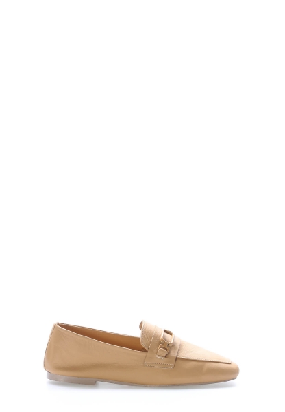 MirgeShoes Taba Rahat Kadın Babet Ayakkabı İçi Dışı Hakiki Deri MRG01340261222