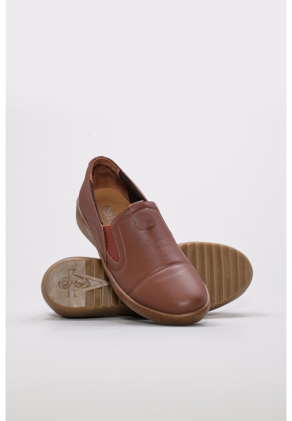 MirgeShoes Taba Bağcıksız Kadın Casual Ayakkabı İçi Dışı Hakiki Deri MRG01992611421