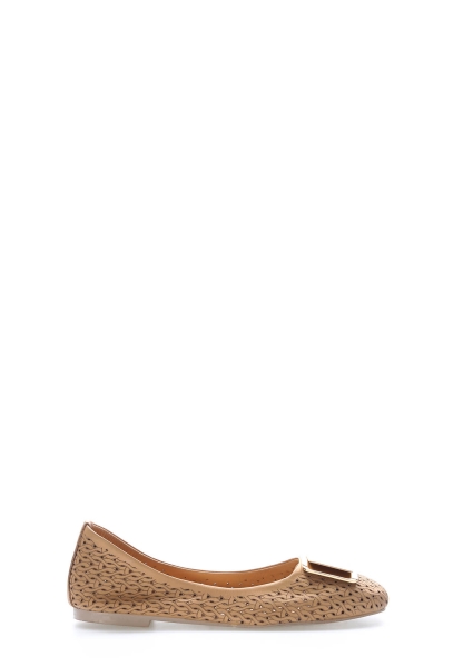 MirgeShoes Taba Rahat Kadın Babet Ayakkabı İçi Dışı Hakiki Deri MRG013402610219