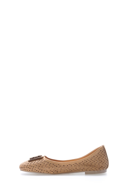 MirgeShoes Taba Rahat Kadın Babet Ayakkabı İçi Dışı Hakiki Deri MRG013402610219