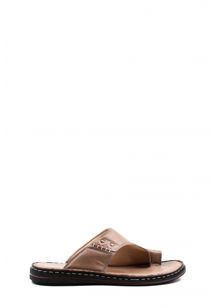 MirgeShoes Erkek Parmak Arası Terlik İçi Dışı Hakiki Deri Vizon MRG01258131336 