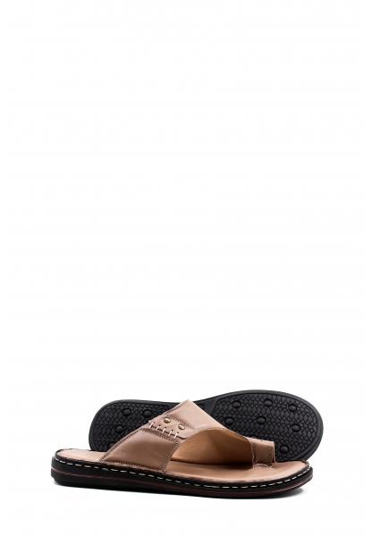 MirgeShoes Erkek Parmak Arası Terlik İçi Dışı Hakiki Deri Vizon MRG01258131336 