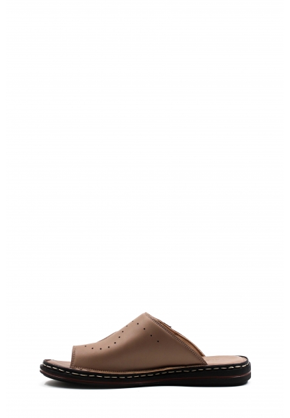 MirgeShoes Erkek Parmak Arası Terlik İçi Dışı Hakiki Deri Vizon MRG01258131336 