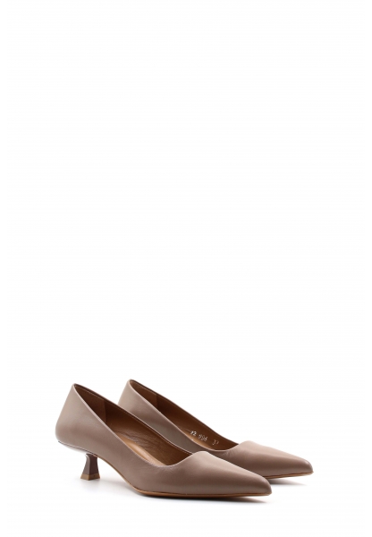 MirgeShoes Vizon Kadın Kısa Topuklu Ayakkabı İçi Dışı Hakiki Deri MRG0114926122221