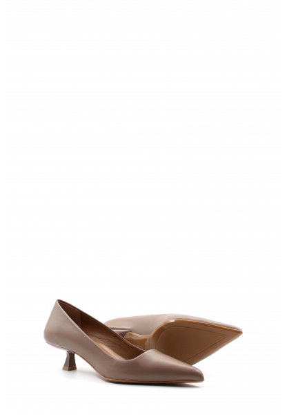 MirgeShoes Vizon Kadın Kısa Topuklu Ayakkabı İçi Dışı Hakiki Deri MRG0114926122221