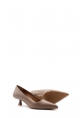 MirgeShoes Vizon Kadın Kısa Topuklu Ayakkabı İçi Dışı Hakiki Deri MRG0114926122221