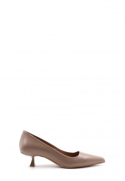 MirgeShoes Vizon Kadın Kısa Topuklu Ayakkabı İçi Dışı Hakiki Deri MRG0114926122221