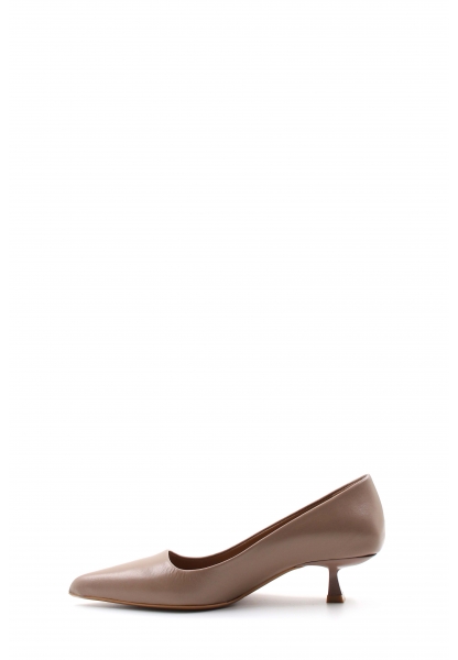 MirgeShoes Vizon Kadın Kısa Topuklu Ayakkabı İçi Dışı Hakiki Deri MRG0114926122221
