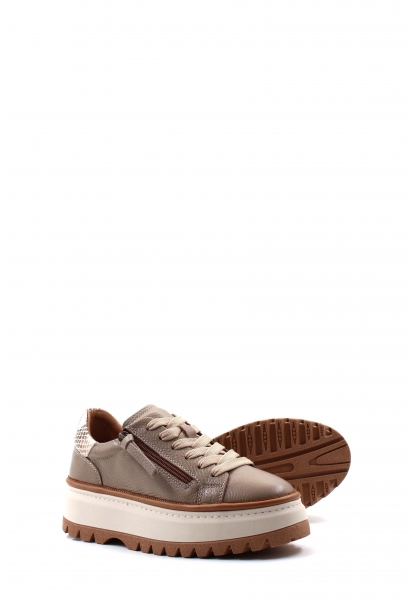 MirgeShoes Vizon Bağcıklı Kadın Spor Ayakkabı İçi Dışı Hakiki Deri MRG015392613319