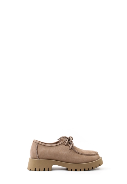 MirgeShoes Vizon Bağcıklı Kadın Casual Ayakkabı İçi Dışı Hakiki Deri Nubuk MRG0171126121064