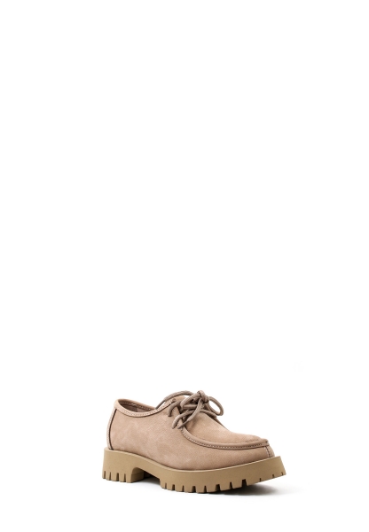 MirgeShoes Vizon Bağcıklı Kadın Casual Ayakkabı İçi Dışı Hakiki Deri Nubuk MRG0171126121064
