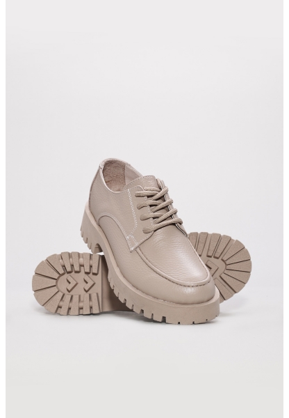 MirgeShoes Vizon Bağcıklı Kadın Casual Ayakkabı İçi Dışı Hakiki Deri MRG0171126121058