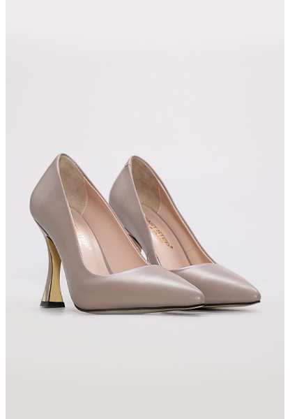 MirgeShoes İçi Dışı Hakiki Deri Vizon Şık Kadın İnce Topuklu Ayakkabı AH082152612523