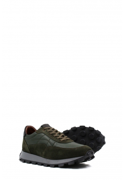 MirgeShoes Yeşil Bağcıklı Erkek Spor Sneaker Ayakkabı İçi Dışı Hakiki Deri MRG019851313247