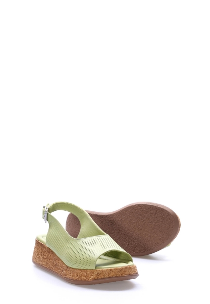 MirgeShoes Kadın Sandalet İçi Dışı Hakiki Deri Yeşil   MRG01357261153408