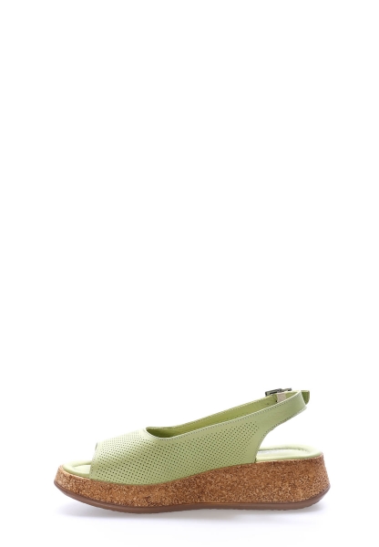 MirgeShoes Kadın Sandalet İçi Dışı Hakiki Deri Yeşil   MRG01357261153408