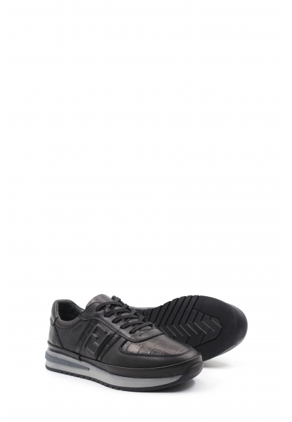 MirgeShoes Siyah Erkek Spor Sneaker Ayakkabı İçi Dışı Hakiki Kroko Deri MRG01730131542