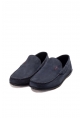 MirgeShoes Lacivert Bağcıksız Erkek Loafer Ayakkabı İçi Dışı Hakiki Nubuk Deri MRG019451311614