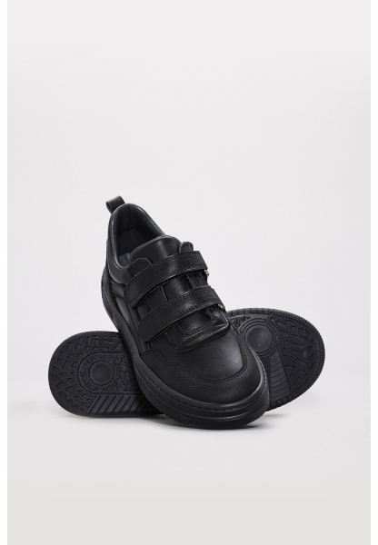 MirgeShoes Siyah Unisex Cırtcırtlı Çocuk Casual Ayakkabı İçi Dışı Hakiki Nubuk Deri MRG012872412624