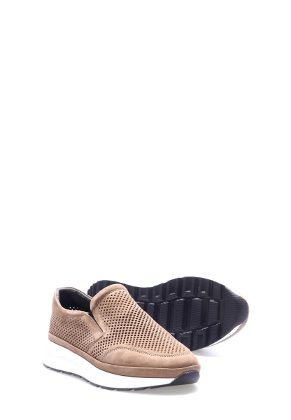 MirgeShoes Vizon Bağcıksız Erkek Spor Sneaker Ayakkabı İçi Dışı Hakiki Nubuk Deri MRG019861315227