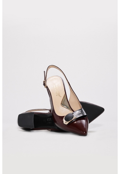 MirgeShoes Bordo Kadın İnce Topuklu Ayakkabı İçi Dışı Hakiki Rugan Deri MRG0134526121194