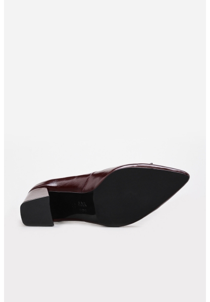 MirgeShoes Bordo Kadın Topuklu Ayakkabı İçi Dışı Hakiki Rugan Deri MRG0134526132381