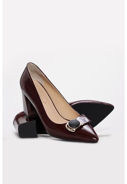 MirgeShoes Bordo Kadın Topuklu Ayakkabı İçi Dışı Hakiki Rugan Deri MRG0134526132381